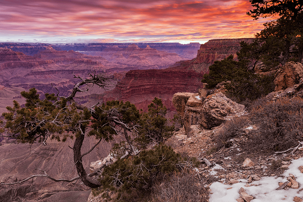 Lever de soleil au Grand Canyon, avec filtre dur GND8
