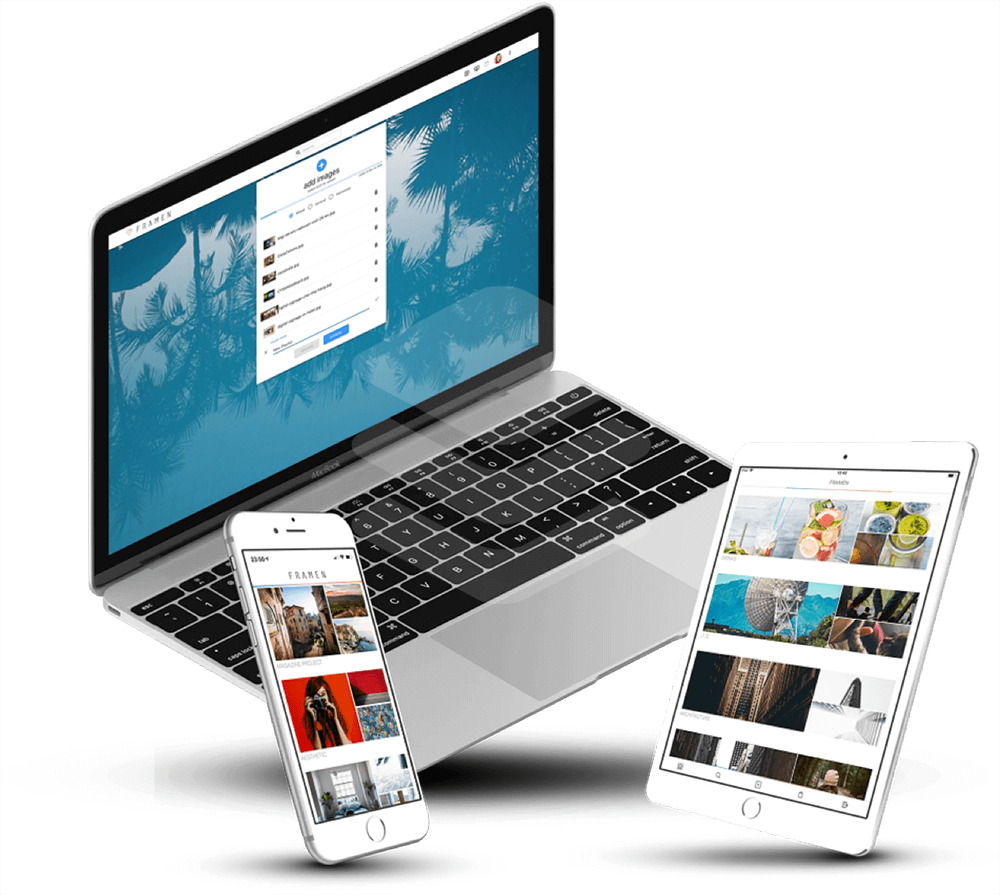 The Rapsberry Pi picture frame can not only be controlled with the mobile app, but also directly from the PC with the FRAMEN web portal at app.framen.io.