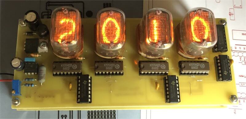 Nixie clock with the 2010 date display