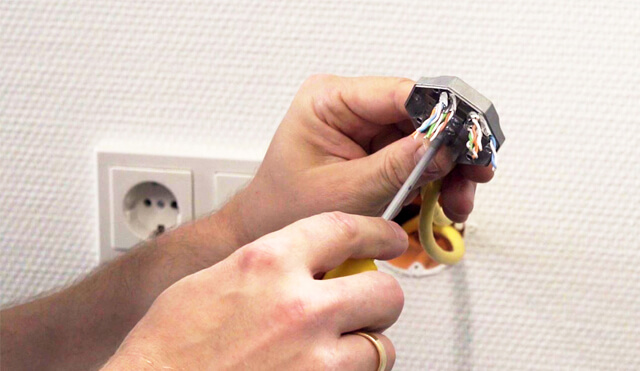 Install network socket: Place cable in strain relief