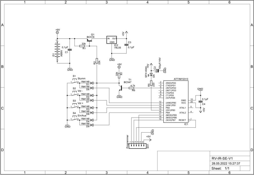 Circuit diagram RC5 transmitter